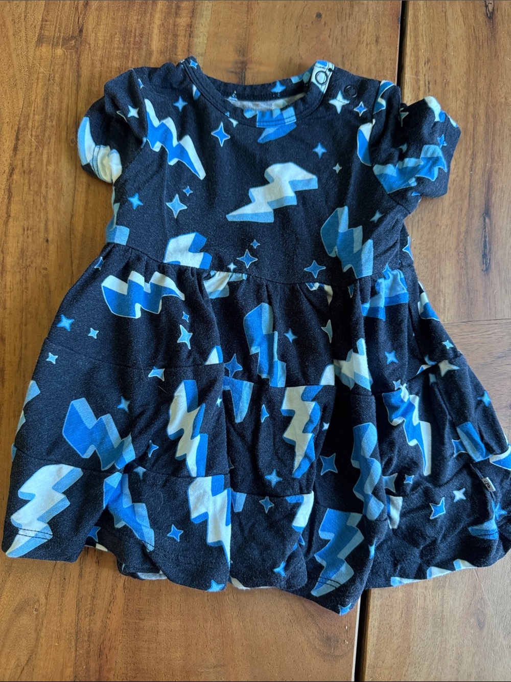 Birdie Bean Black & Blue Lightning Print Girls' Dress